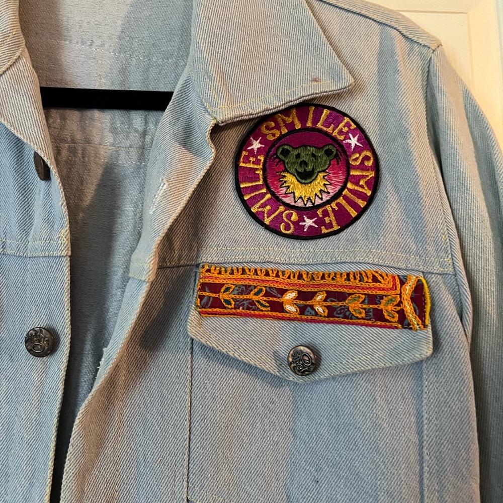 Unique Grateful Dead Denim Beaded Jacket